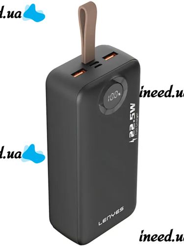 Портативное зарядное устройство Power Bank Lenyes PX387D 30000mAh 22.5W с LED дисплеем Внешний аккумулятор повербанк USB TYPE-C для зарядки телефона