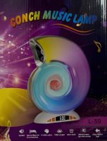 Настольная смарт лампа Улитка ночник Conch Music Lamp L-39 беспроводная аккумуляторная световая колонка с RGB подсветкой будильником и часами Bluetooth