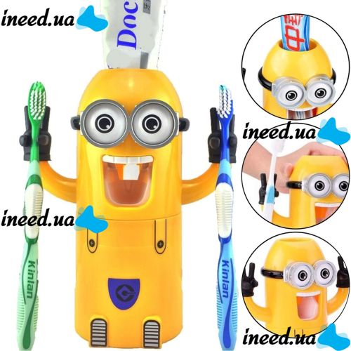 Детский диспенсер для зубной пасты Миньон Brush Holder, Автоматический дозатор с держателем для щеток для детей Миньен Желтый
