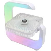 Colorful Desktop Fan WY-308 Cordless Rechargeable RGB Backlit Desktop Fan, Wireless G-Shaped Air Cooler Nightlight by USB