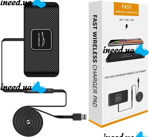 Автомобильная беспроводная зарядка Car Wireless Pad C1 15W для зарядки телефона, Силиконовый зарядный коврик в авто с антискользящим покрытием Черный