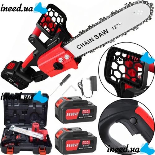 Cordless Chain Saw Chain Saw THO M-9020 48V 4Ah 12" Tire for Pruning tree Branches 2 batteries, 30 cm Cordless Electric Saw for Firewood