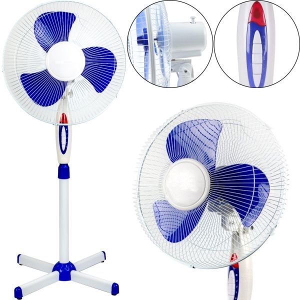 Floor fan Opera OP-1619 40 cm stand fan 16" 40W with height adjustment, Silent fan Opera 40W for floor 3 speeds White