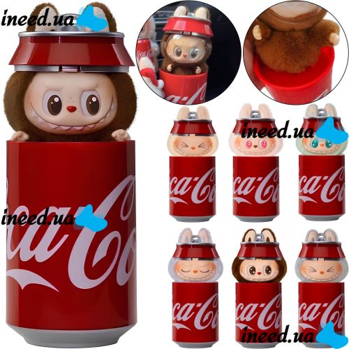 Детская плюшевая игрушка The Monsters Labubu Coca Cola 15 см, Мягкая коллекционная фигурка сюрприз Лабубу в банке Кока кола для детей