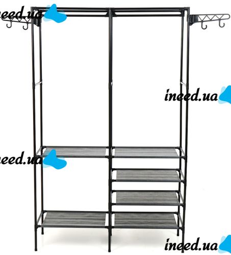 Напольная складная вешалка для одежды Simple Coat Rack Double Row 8518 шкаф органайзер с крючками и шестью полками для обуви, раскладной стеллаж