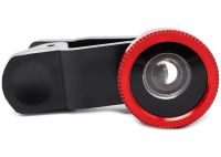 Линза с прищепкой для съемки Fish Eye Lens Y-12 3 в 1 набор объективов для фото и видео на телефон, панорамный рыбий глаз макросъемка Y12 Красный