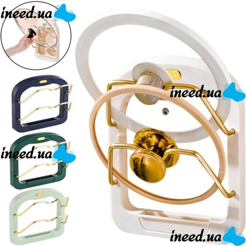 Настенный держатель для крышек Kitchen Pot Cover Rack, Подставка органайзер сушилка для 2 крышек кастрюль на стену, Навесной стеллаж для крышек