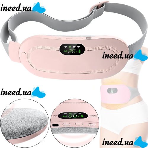 KKS MYQ-302 Wireless Massage Belt for Menstrual Pain Relief, Cordless Massager Warming Pad 3 Modes for Period Cramps Pink