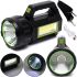 Handheld Rechargeable Flashlight with Power Bank HEL-T95 Solar Powered 20000mAh Portable LED Flashlight Floodlight for Camping microUSB