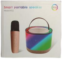 Аккумуляторная колонка караоке Smart Portable Speaker K52 акустическая Bluetooth система с беспроводным микрофоном и RGB цветомузыкой AUX TF USB