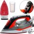 Electric Steam Iron Domotec MS-2202 with Water Tank 2200W Teflon Sole with Steam and Dry Ironing Mode for Clothes MS2202 Red