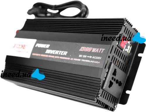 Автомобильный инвертор 5 CORE UPS AC/DC 12V-220V 1300W CRE-1300VA преобразователь напряжения тока 12В 220В с зарядным от сети и аккумулятора