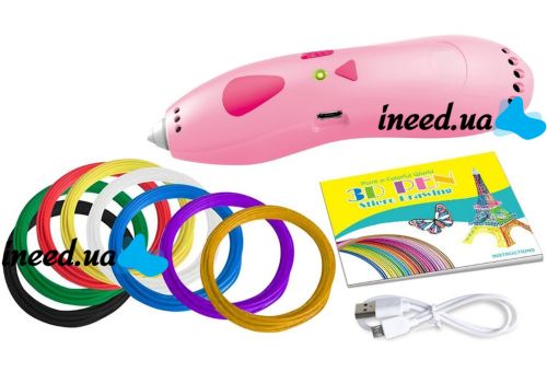 Аккумуляторная ручка с трафаретами 3D Painting Pen K9901 500 mAh беспроводная низкотемпературная 3Д ручка для объемного рисования моделей пластиком