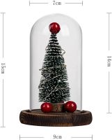 Новогодняя елка в стеклянной колбе 15 см Christmas Light с LED гирляндой и шарами, настольный декоративный рождественский ночник на батарейках