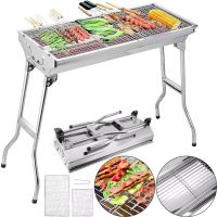 Переносной раскладной мангал Stainless Steel Grill GP-4273 для шашлыка и барбекю, Гриль со съемной сеткой 48х33х59 см на древесных углях и дровах