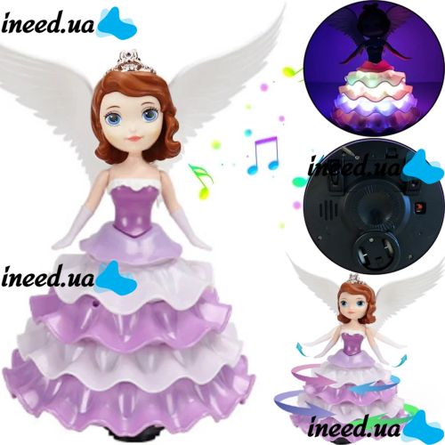 Танцующая интерактивная кукла ночник Софи Dancing Angel Ice Princess LD-159D с подсветкой, Музыкальная игрушка София принцесса от батареек Фиолетовая
