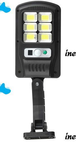 Solar Powered Street Lamp Solar Street Light BL BK-120-6COB Wall-mounted Rechargeable LED Flashlight with Remote Control and Motion Sensor on a pole