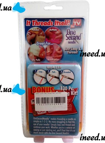 Дорожный швейный набор One Second Needle чудо-иголки для шитья Insta Sewing Kit Tasy To Thread, ножницы, иголки с боковым отверстием Ван Секонд Нидл
