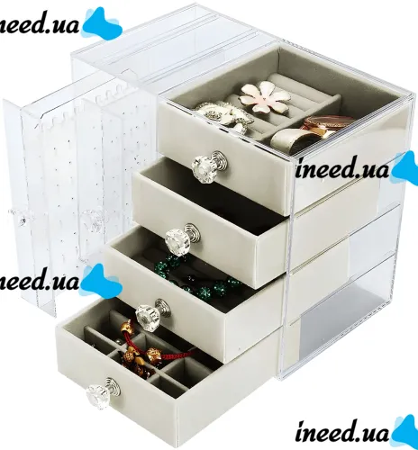 Шкатулка для хранения ювелирных украшений Jewelry Box LD-1033 акриловый органайзер с ящиками на 6 секций для бижутерии и аксессуаров XL-1831