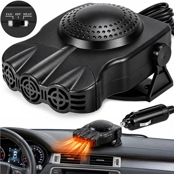 Автомобільний керамічний обігрівач салону від прикурювача Auto Heater HJ-704 Ceramic Fan 12 volt DC 150W автодуйка Тепловентилятор 150Вт Чорний