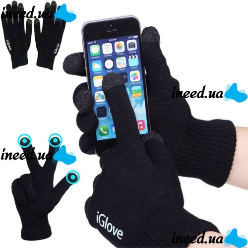 iGloves Black Touchscreen Gloves, Winter Gloves with Touch Fingers for Working with Capacitive Screens, Black