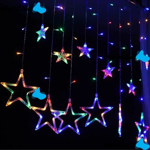 Внутренняя цветная гирлянда занавес Звезды Star Style 2.5Х1 м 138 LED диодов M, светодиодная RGB гирлянда-занавес 12 звезд на окно 2.5мх1м 220V