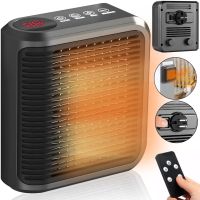 Портативный мини обогреватель в розетку Handy Heater NFJ-08 800W электрический настенный тепловентилятор с дисплеем и пультом от сети AND 032 Черный