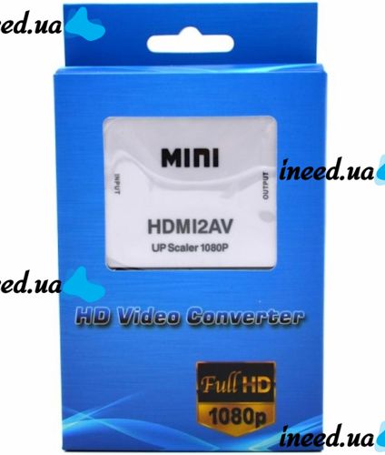 Активный конвертер переходник HDMI на AV RCA AV P42 тюльпан со звуком и внешним питанием, Универсальный адаптер HDMI-AV Converter Mini 1080P Белый