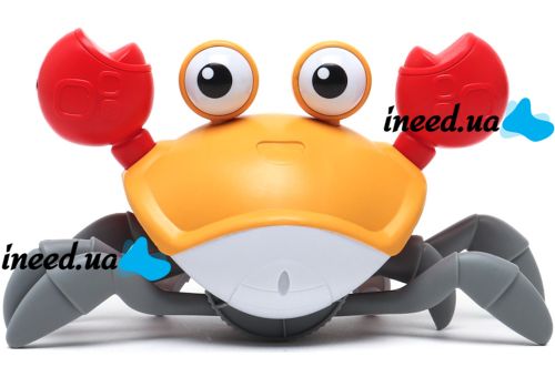 Детская интерактивная игрушка Краб Cartoon Crab HX155C бегающий робот, краб-беглец с детектором помех, звуковыми и световыми эффектами на батарейках